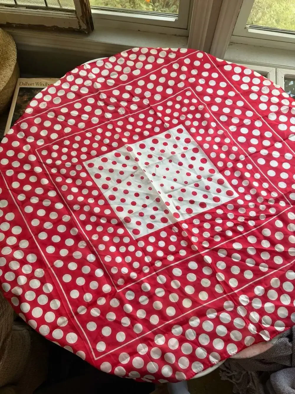 Vintage Red and White Polka Dot Square Scarf Bandana